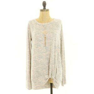 Juicy Couture Knot Bottom Sweater Top M Melange Pink Peach Lightweight EUC B3